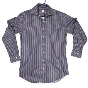 Peter Millar Shirt Striped Button Down Mens M Excellent Purple Sophisticated
